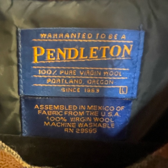 Pendleton 100% Wool Blue and Tan Plaid Flannel - Picture 2 of 6